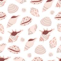 Seamless pattern with sea shells, mollusks, starfish, sea snails. Summer seamless pattern vector