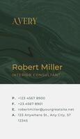 Green Minimalist Interior Consultant Business Card Vertical template