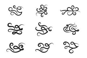 Vintage Filigree Swirls, calligraphy decorative scroll, Fancy Line Flourishes Swirls Elements, vintage curly thin line Text Ornaments, curls text divider flourish Swirl, calligraphic curl lines vector