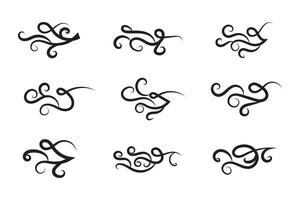 Vintage Filigree Swirls, calligraphy decorative scroll, Fancy Line Flourishes Swirls Elements, vintage curly thin line Text Ornaments, curls text divider flourish Swirl, calligraphic curl lines vector