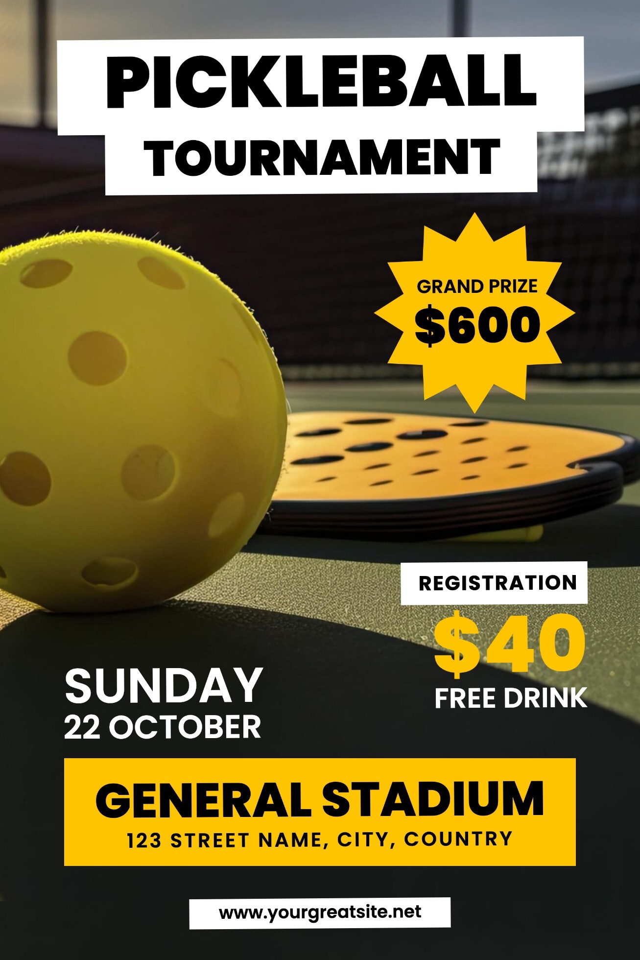 Pickleball Tournament Pinterest Graphic