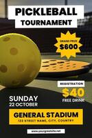 Pickleball Tournament Pinterest Graphic template