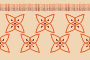 Traditional Ethnic ikat motif fabric pattern background geometric .African Ikat embroidery Ethnic pattern brown cream background wallpaper. Abstract,vector,illustration.Texture,frame,decoration. vector