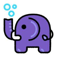 elephant cartoon roughen filled outline icon vector