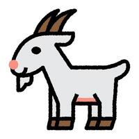 goat cartoon roughen filled outline icon vector