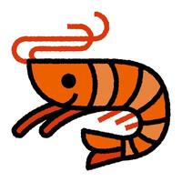 shrimp cartoon roughen filled outline icon vector