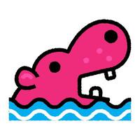 hippo cartoon roughen filled outline icon vector