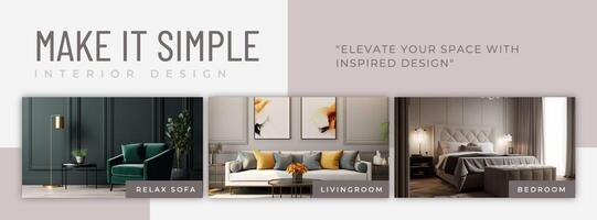 Brown Minimalist Interior Design Facebook Cover template