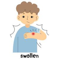 Swollen 1 cute on a white background, vector illustration.