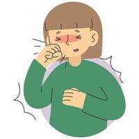 Cough 8 cute on a white background, illustration. vector