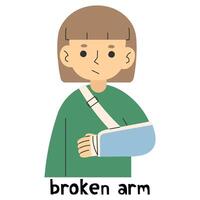 Broken arm 5 cute on a white background, illustration. vector