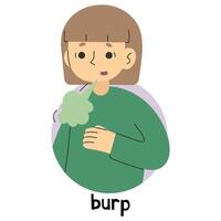 Burp 7 cute on a white background, vector illustration.