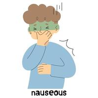 Nauseous cute on a white background, vector illustration.