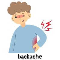 Backache 1 cute on a white background, vector illustration.