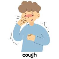 Cough 1 cute on a white background, vector illustration.