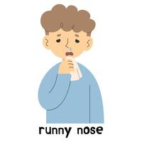 Runny nose 1 cute on a background, vector illustration.