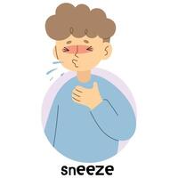 Sneeze 3 cute on a white background, vector illustration.