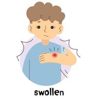 Swollen 3 cute on a white background,  illustration. vector