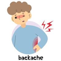 Backache 3 cute, vector illustration.