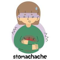 Stomachache 7 on a white background, vector illustration.