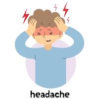 Headache 3 cute on a white background, vector illustration.