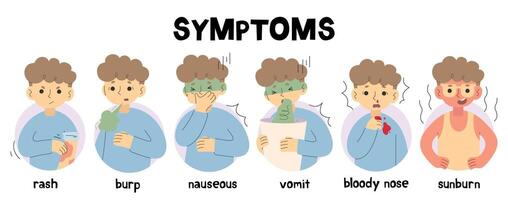 Symptoms 12 cute on a white background. vector