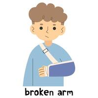 Broken arm cute on a white background, vector illustration.