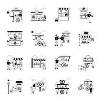 Pack of Espresso Cafe Linear Illustrations vector