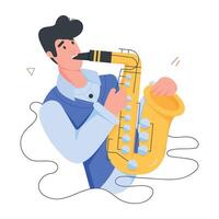 Professional Musicians Flat Character Icons vector