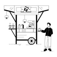 Street Cafe Linear Illustrations vector