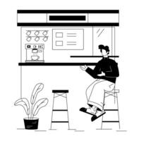 Street Cafe Linear Illustrations vector