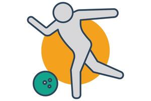 bolos icono, hombre jugando bolos. icono relacionado a deporte, gimnasia. plano línea icono estilo. elemento ilustración. vector