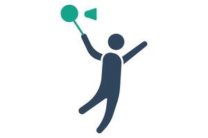 badminton icon. people hitting the shuttlecock. icon related to sport, gym. solid icon style. element illustration. vector