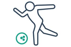 bowling icon, man playing bowling. icon related to sport, gym. line icon style. element illustration. vector