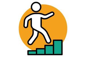 step icon. people climb stair. icon related to action plan,  business. flat line icon style. business element illustration vector