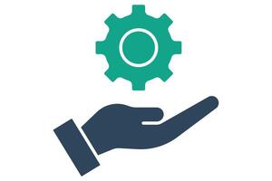 resource icon. hand with gear. icon related to action plan,  business. solid icon style. business element illustration vector