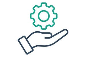 resource icon. hand with gear. icon related to action plan,  business. line icon style. business element illustration vector