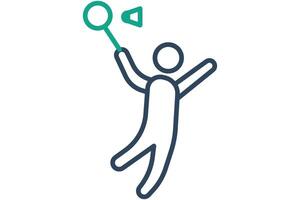 badminton icon. people hitting the shuttlecock. icon related to sport, gym. line icon style. element illustration. vector