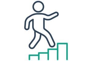 step icon. people climb stair. icon related to action plan,  business. line icon style. business element illustration vector