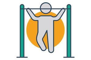 pull up icon. icon related to sport, gym. flat line icon style. element illustration. vector