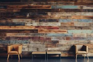 AI generated Distressed wood wall exuding rustic sophistication. Generative AI photo