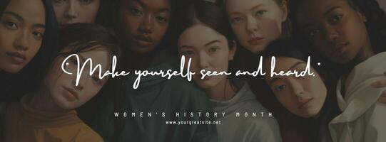 Grey White Minimalist Women's History Month Facebook Cover template