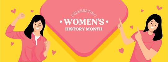 Women's History Month Illustration Facebook Cover template