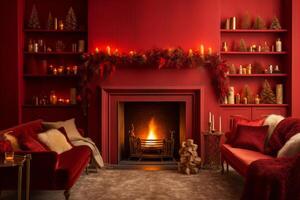 AI generated Gradient of red and gold, reminiscent of a cozy holiday fireplace.. Generative AI photo