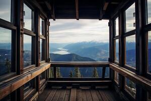 AI generated The breathtaking view from a mountain lookout. Generative AI photo