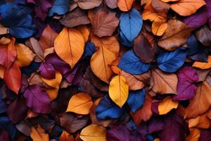 AI generated Fallen leaves forming a natural carpet of color. Generative AI photo