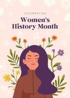 Women History Month Theme Greeting Card template