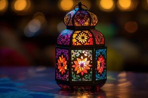 AI generated A colorful Eid Al-Fitr lantern. Generative AI photo