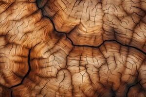 AI generated An extreme close-up of the texture of a tree's bark. Generative AI photo