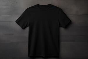 AI generated Blank black tee mock-up with a grunge-style design. Generative AI photo